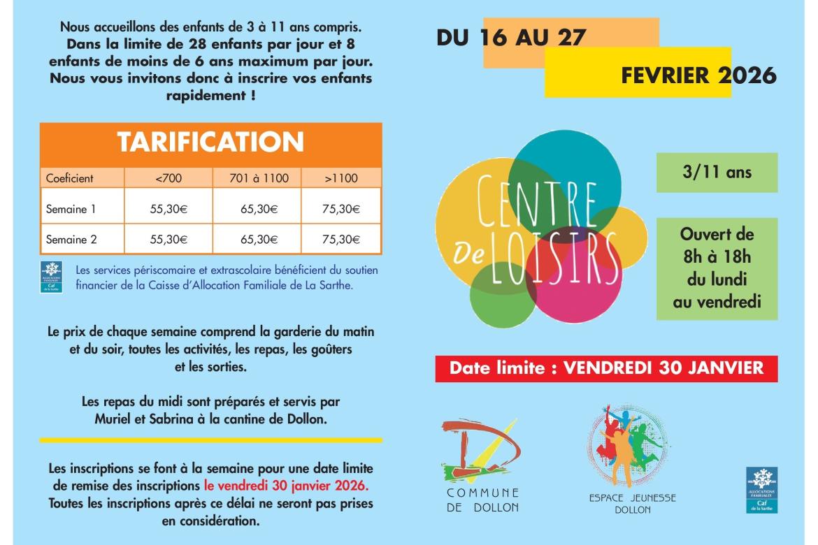 Centre de loisirs - Vacances février 2026