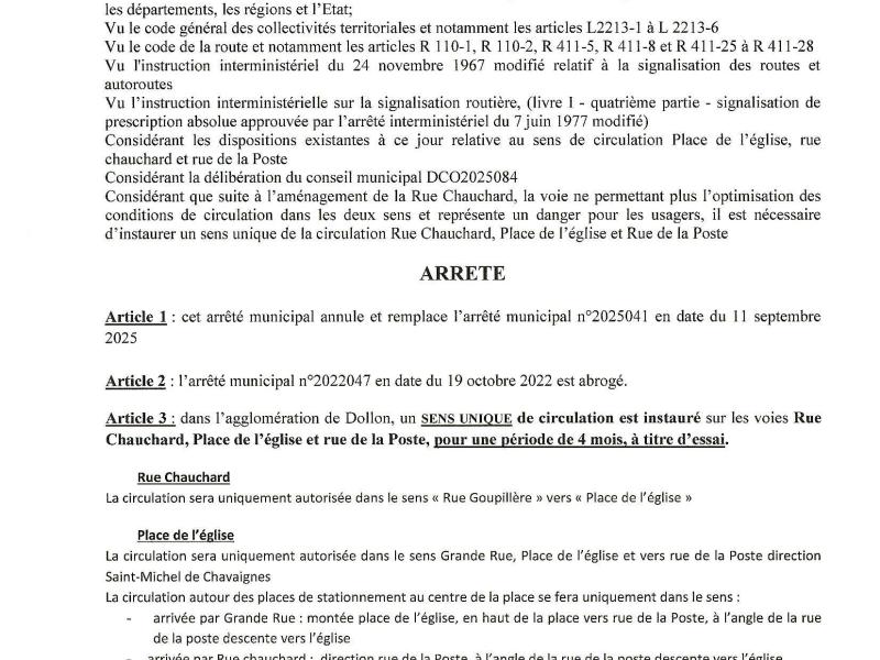 Attention, depuis le mercredi 17 décembre, nouveau sens de circulation place de l'église.